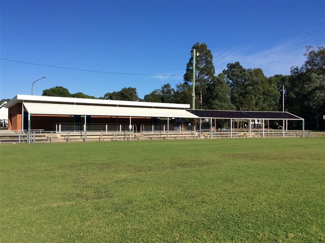 Grand stand and amenities building at Makepeace Oval