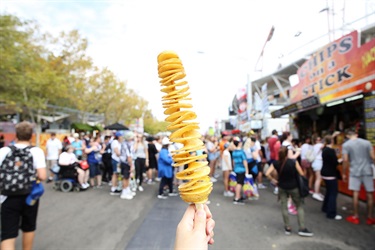 Kenya Chips on a stick stallholder Cabramatta Moon Festival 2025.