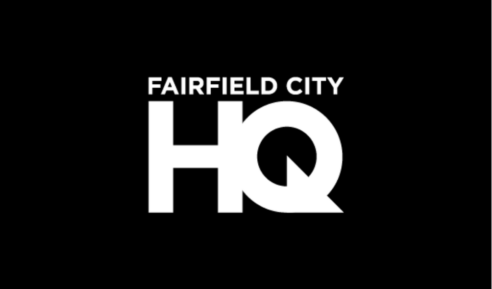 Fairfield City HQ logo on black background business card size
