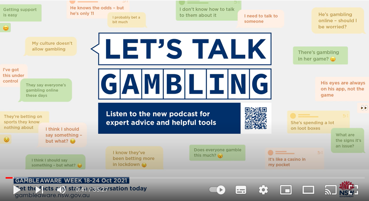 Screenshot of YouTube video of the 'Let's Talk Gambling' forum video