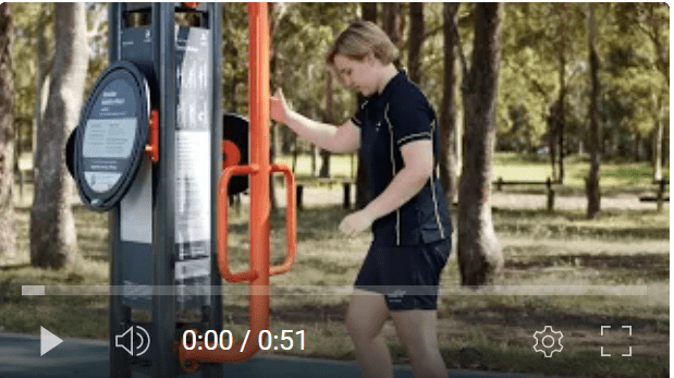 women using the stretch station at fairfield city outdoor gyms in parks