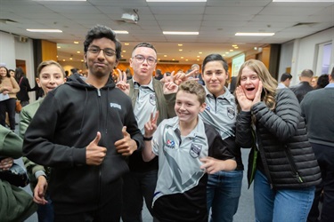 Group of youths posing for fun photo