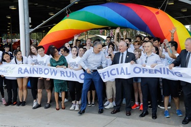 Fairfield Youth Advisory Committee and Council members celebrating the cutting of the ribbon