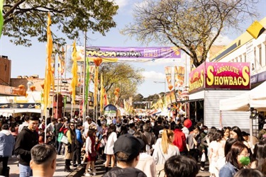 People walking up and down John Street during Cabramatta Moon Festival