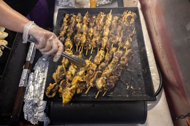 Skewers being cooked
