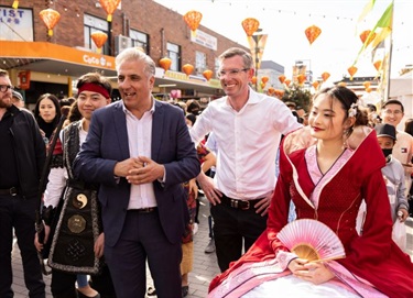 Mayor Frank Carbone, Premier Dominic Perrottet, Moon Goddess and Archer