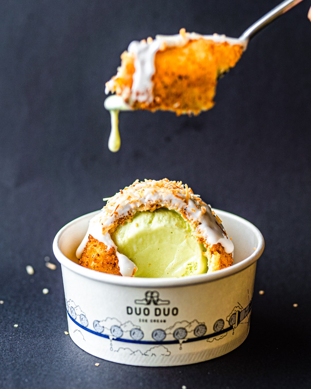 Duo Duo deep fried pistachio icecream