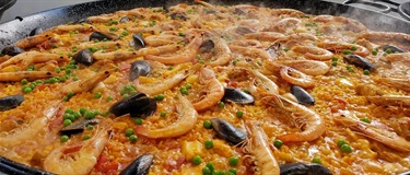 La Flamenca Paella close up of seafood paella