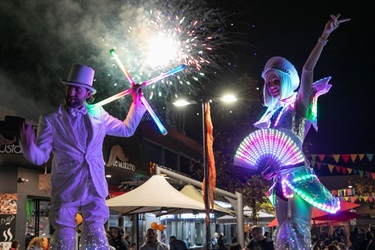 LED stilt walkers roamed Fairfield City Centre in the evening, as a spectacular fireworks finished off a day of celebrating a World of Food and Culture.