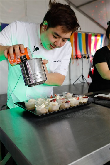 Master Chef contestant Bryan Zhu preparing desserts