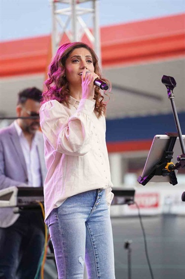Sonia Odisho performing on stage at Fairfield Spring Fest 2022