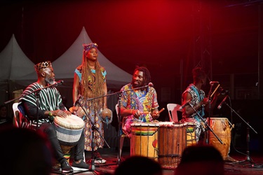 African drumming and dancing performance on stage at Fairfield Spring Fest 2022