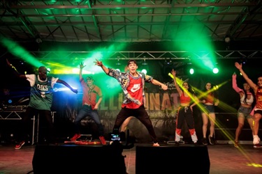 A dance group on stage