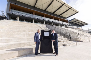 Mayor Frank Carbone and Western Sydney Minister Stuart Ayres