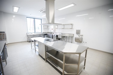 Interior view of the commercial kitchen