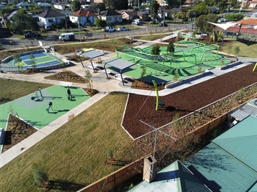 Aerial view of park equipment