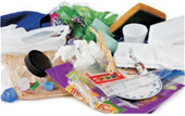 Plastic packaging, tissues and Styrofoam 
