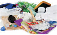 Plastic packaging, tissues and Styrofoam 