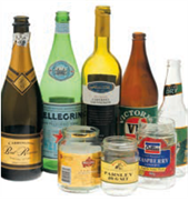 Empty glass bottles and jars 