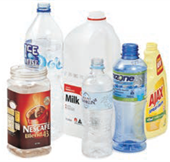 Empty plastic bottles, cartons and glass jars 