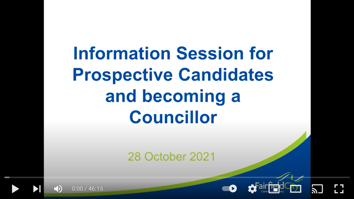 Screenshot of YouTube video which links to the presentation about how to become a Councillor