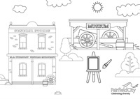Museum and Gallery colouring in page
