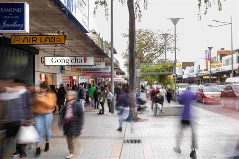 Foot traffic on John Street Cabramatta.