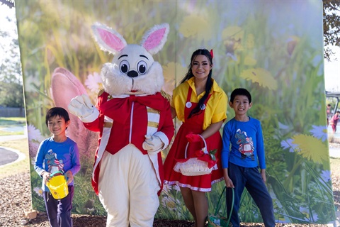 Little boys with Easter Bunny at Bareena Park Canley Vale