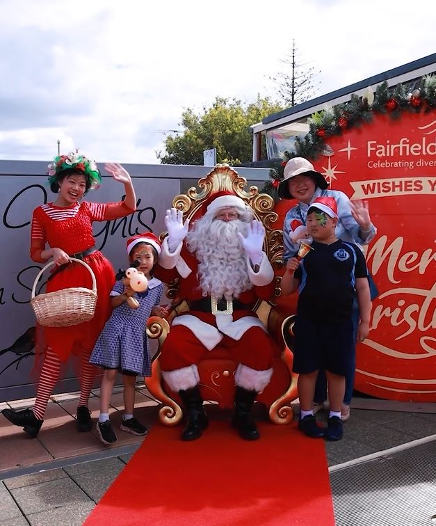 Santa and four other people at Canley Heights Children's Christmas 2022