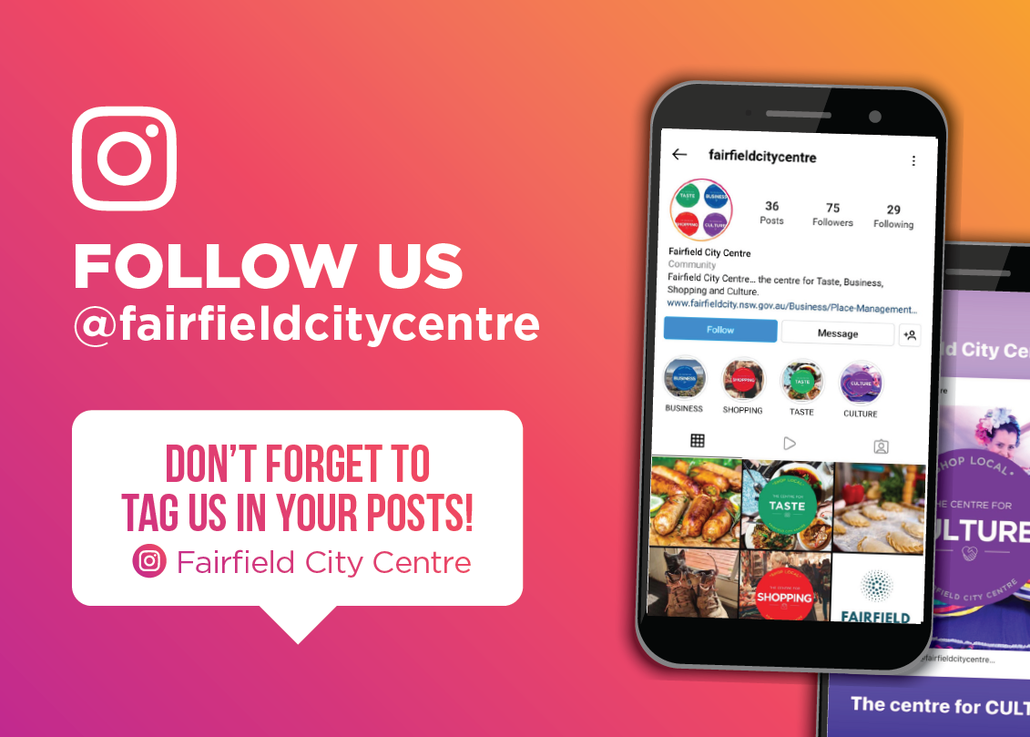 Fairfield City Centre Instagram promotional image with picture of mobile phone