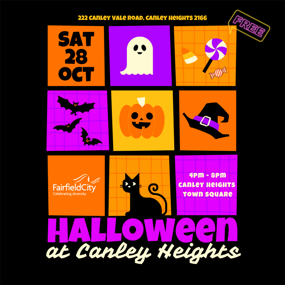 Halloween at Canley Heights, Free event on Saturday 28th October, 4pm-8pm at Canley Heights Town Square, 222 Canley Vale Road