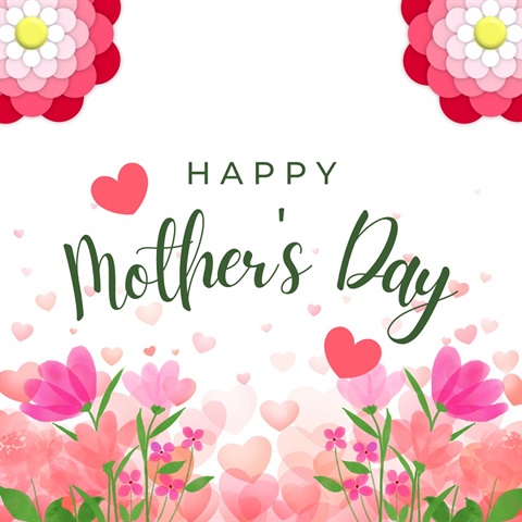 Happy Mother's Day tile featuring pink flower illustrations