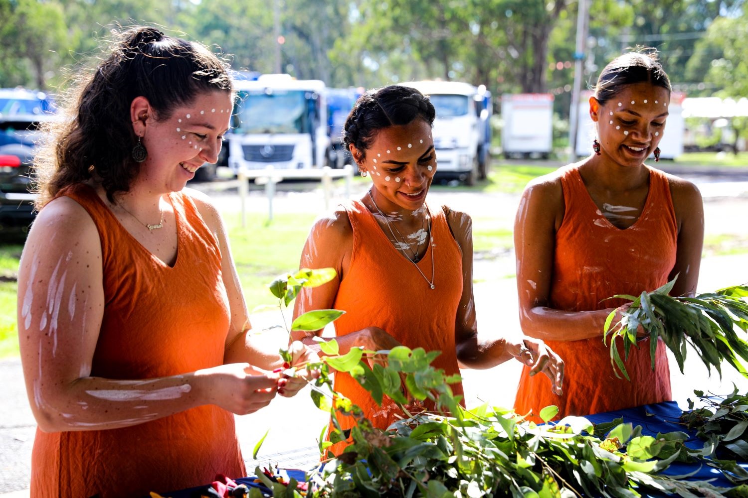 Three young women from Jannawi Dance Clan, photo by Kristina Cupac