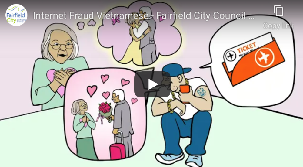 Screenshot of Internet Fraud Vietnamese - Fairfield City Council Crime Prevention video on Youtube