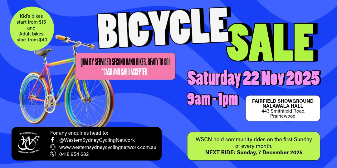 Bicycle Sale 2025, Next Ride 7 Dec. 