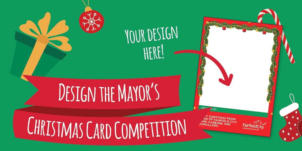Mayor’s Christmas Card competition banner featuring competition template