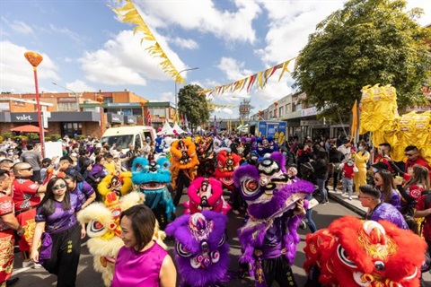 Lion dancers at Cabramatta Moon Festival