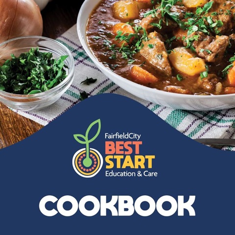 cook book cover with a meal and best start cookbook caption