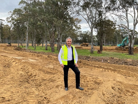 mayor frank carbone at fairfield golf course detention basin.jpg