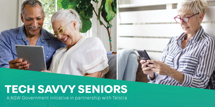 tech savvy seniors using their mobile and tablet