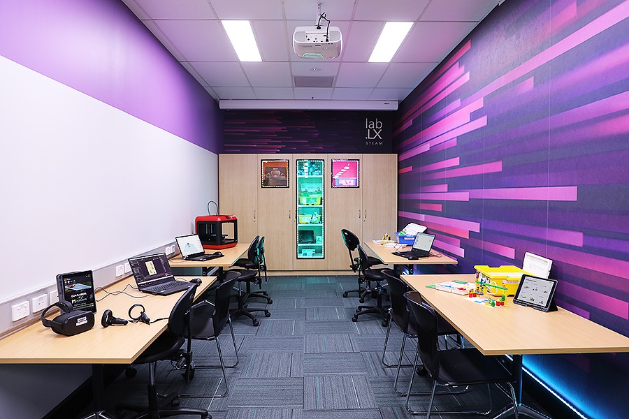 lab.LX STEAM in Bonnyrigg showcasing the space with various pieces of technology an equipment set up on tables