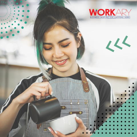 Image of young woman preparing a coffee