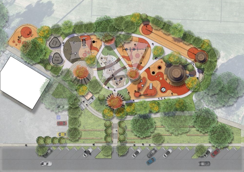 Aerial plans of Brenan Park playground with flying fox