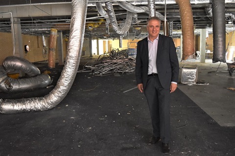 Mayor Frank Carbone inside the new Fairfield Library building.