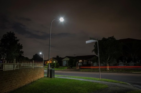 Light pole and picture of street