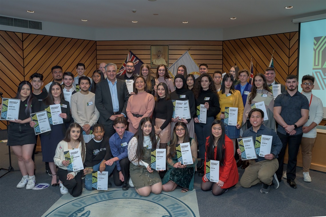 Young people at Council's Youth Awards in Council Chambers