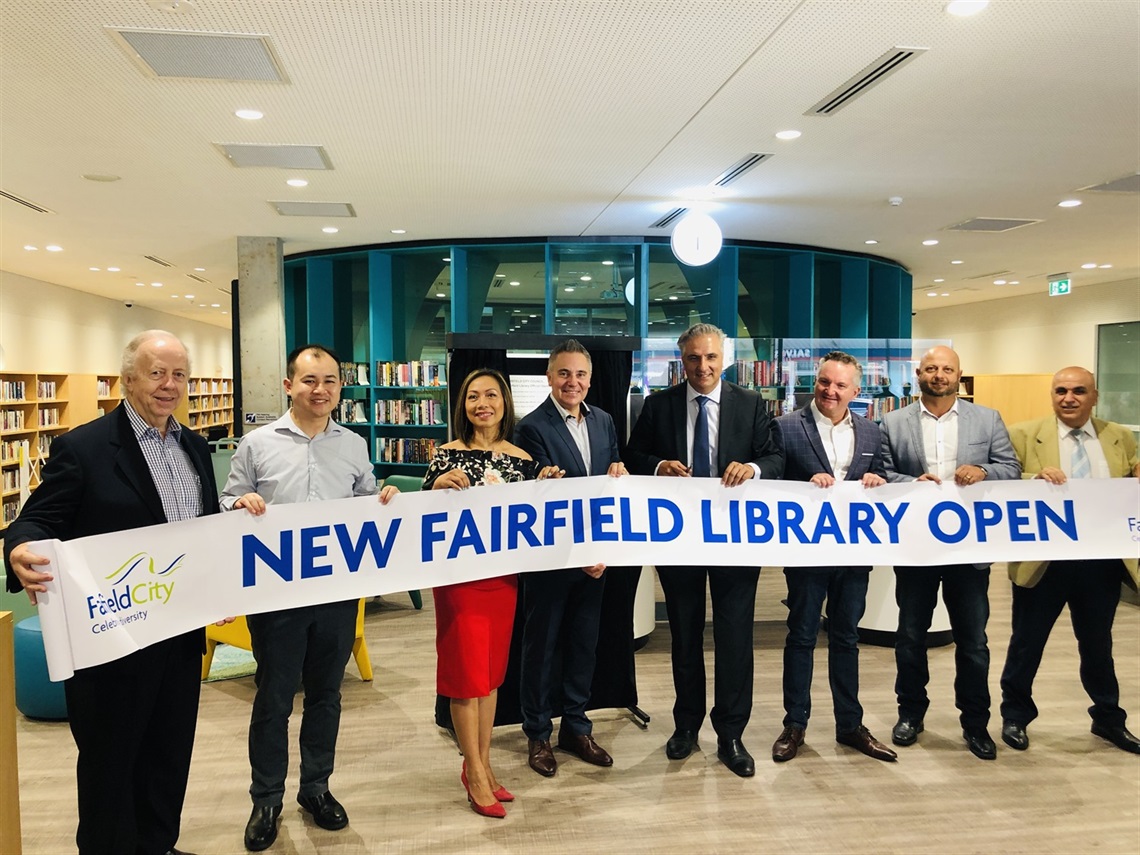 Photo of the official opening of the new Fairfield Library