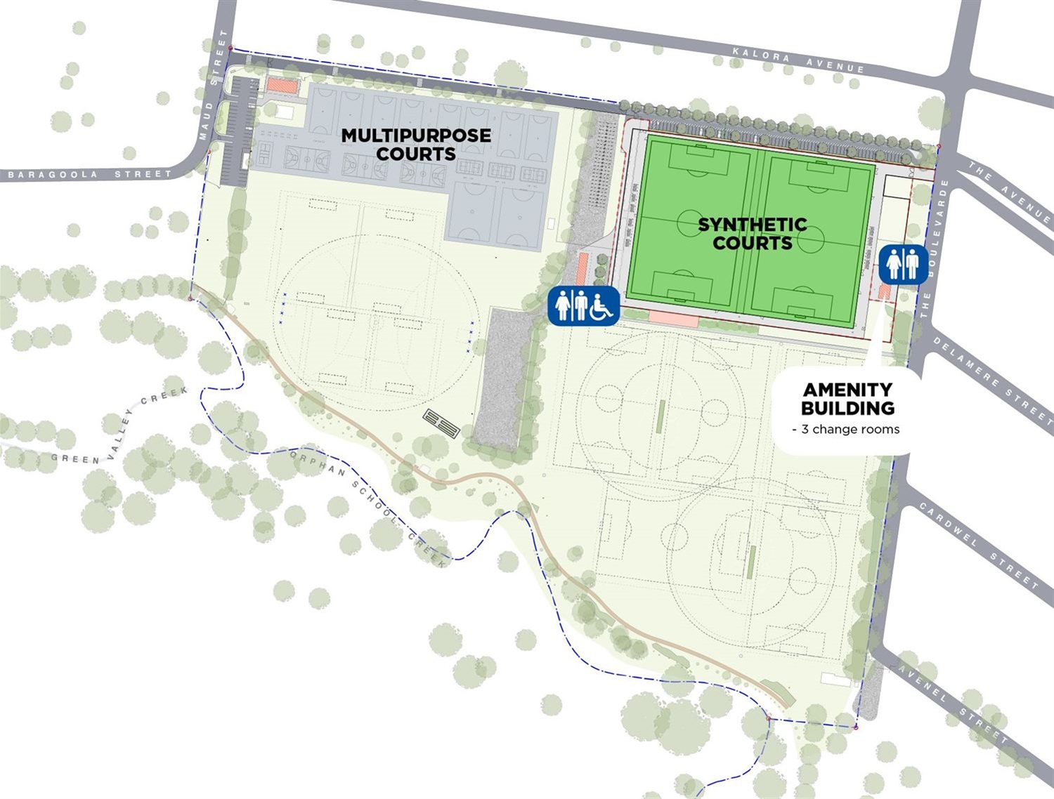 Endeavour Sports Park Upgrade map.