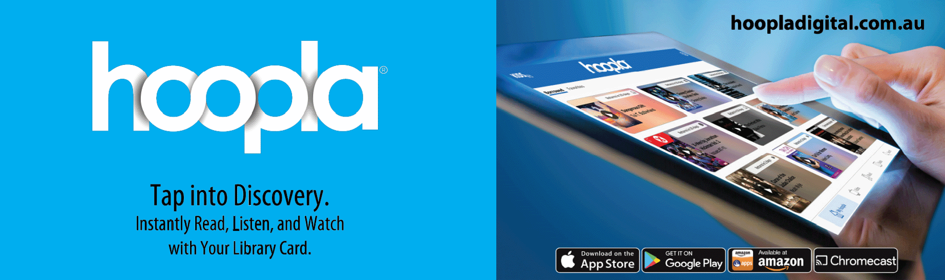 Hoopla app in use on tablet device