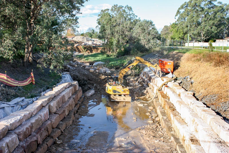 Orphan School Creek rehabilitation works, looking East from Avoca Road.